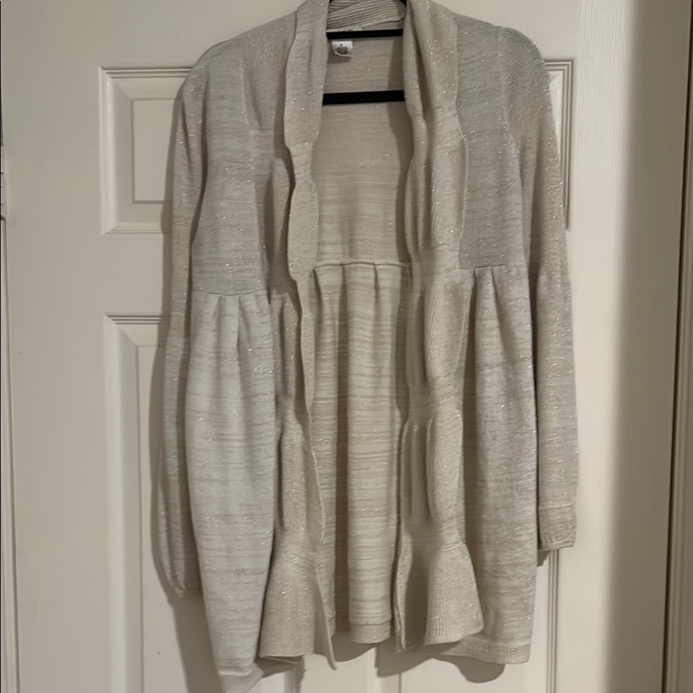 Arden B cream and gold metallic cardigan sweater